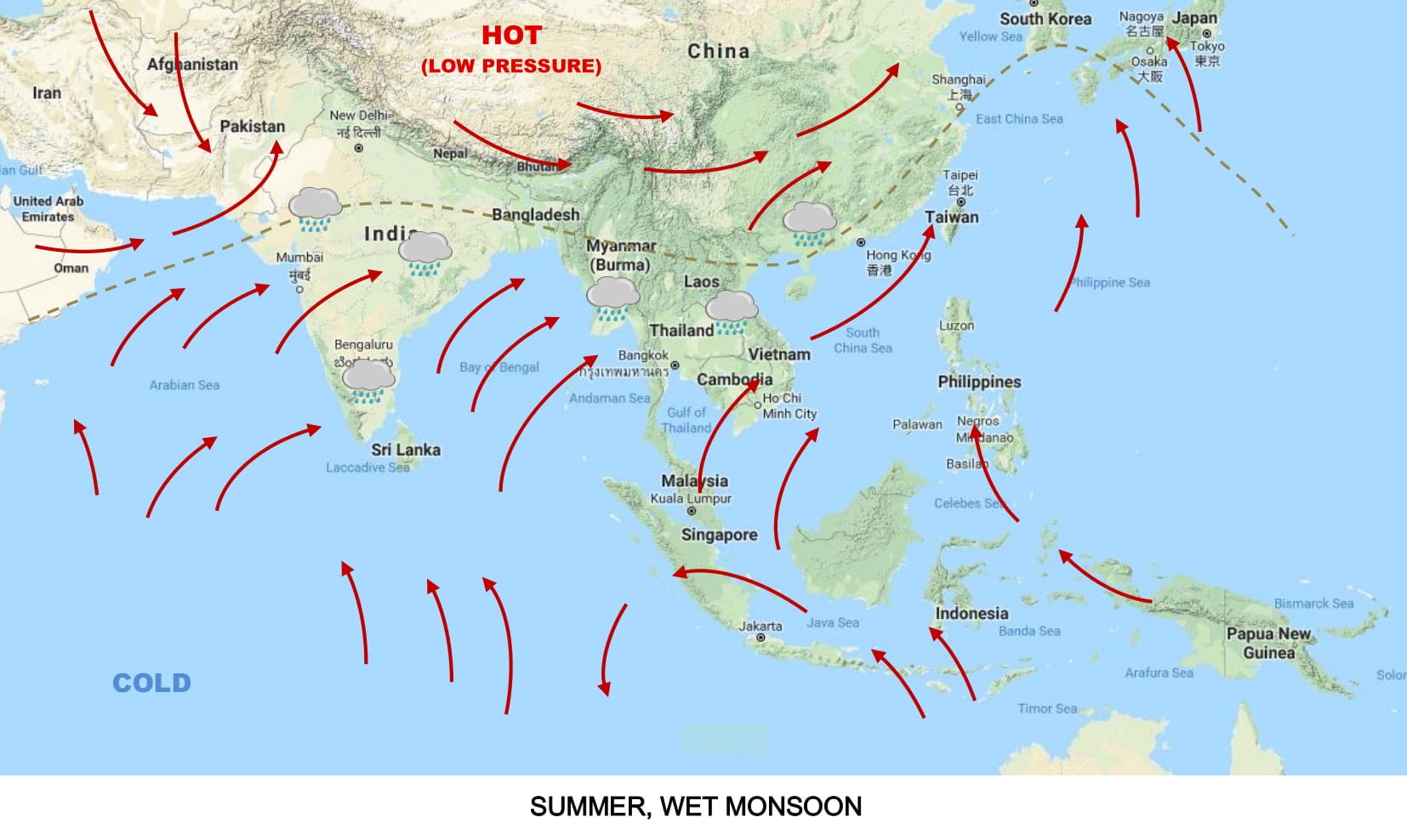 Monsoon Asia Countries Map 