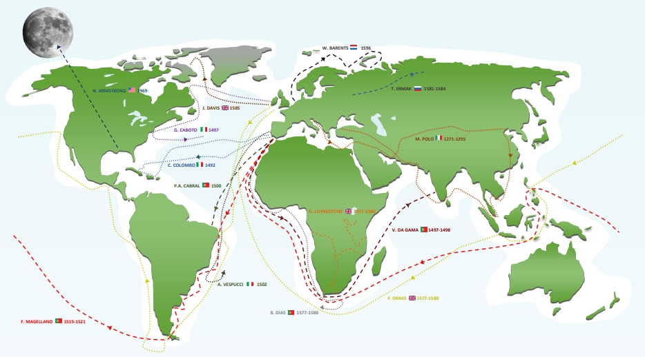 World explorations travel routes