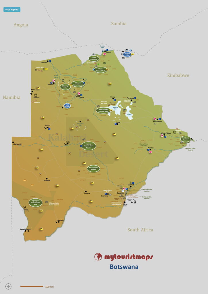 Tourist map of Botswana