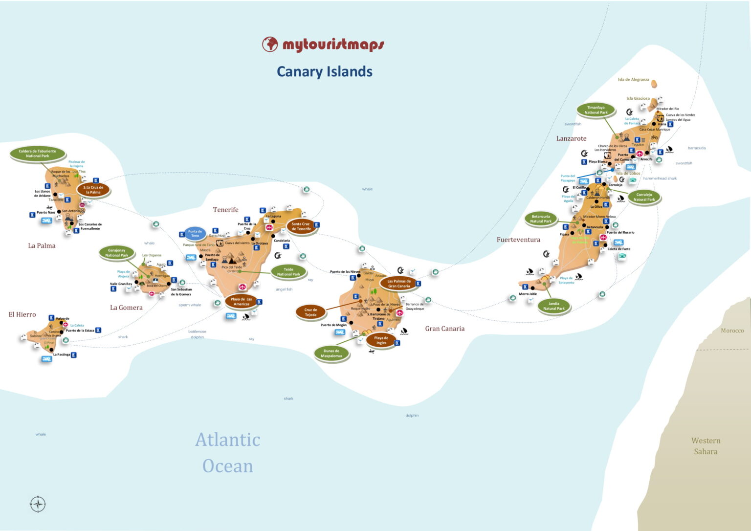  Tourist  map  of CANARY ISLANDS  mytouristmaps com