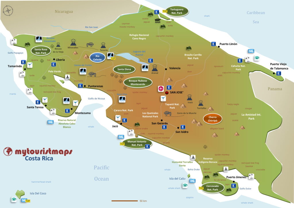 Tourist map of Costa Rica