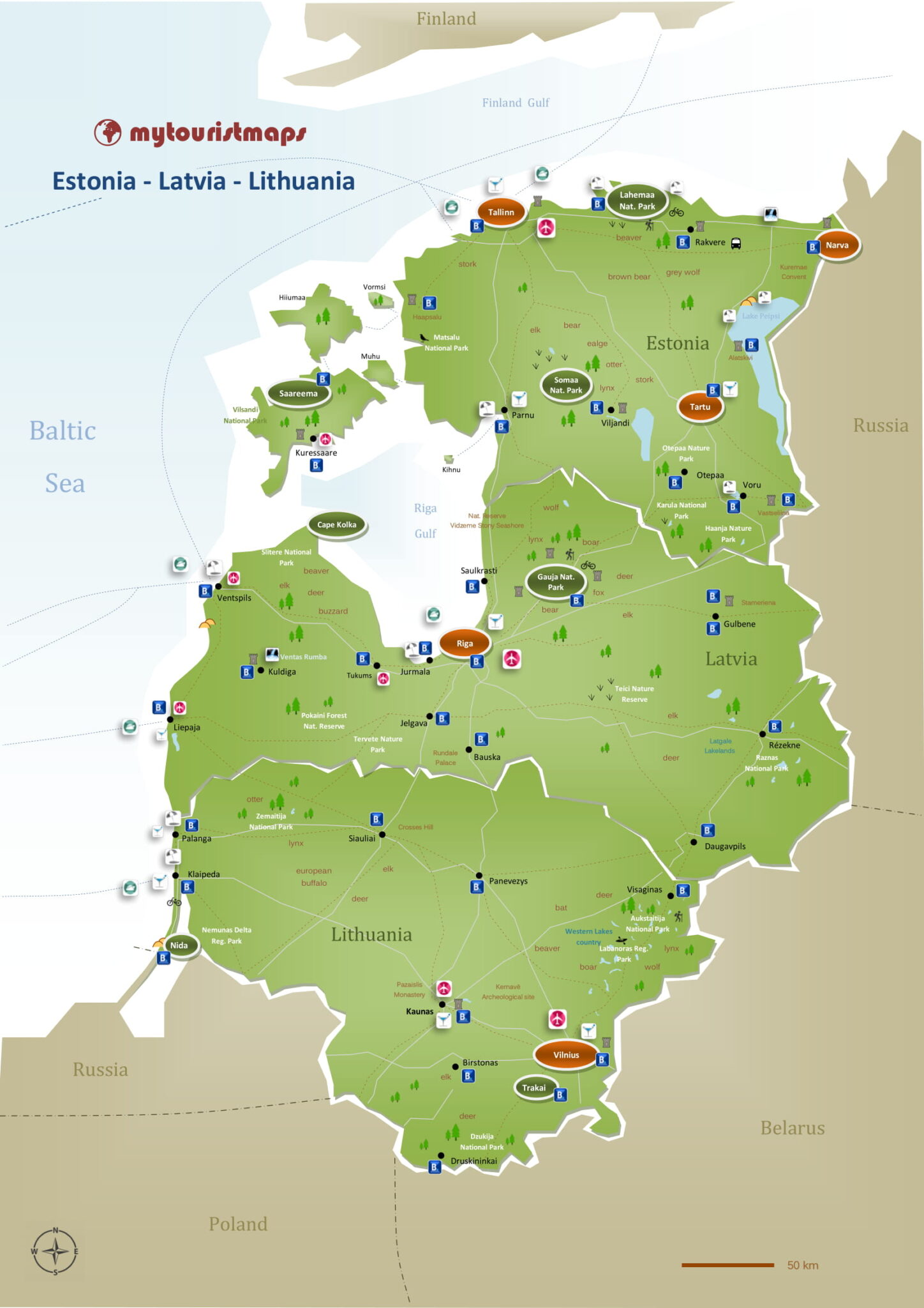 Tourist Map Of ESTONIA LATVIA LITHUANIA Mytouristmaps Com   Estonia Latvia Lithuania 1 1448x2048 