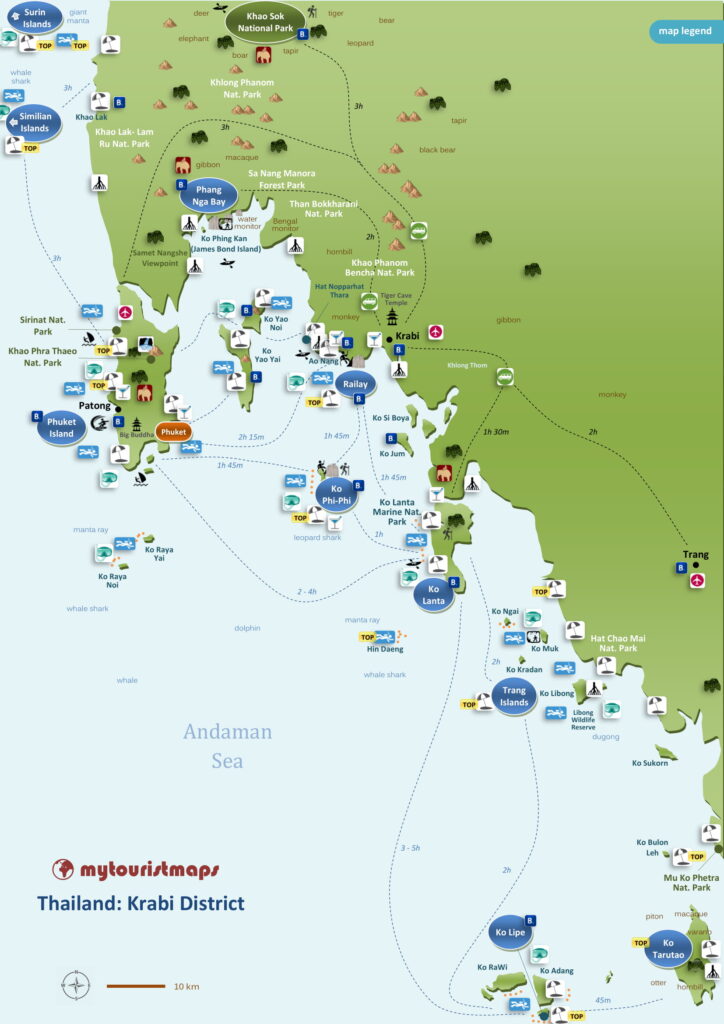 Tourist map of Krabi Thailand