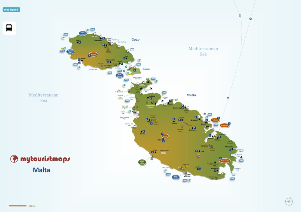 Mappa turistica di Malta