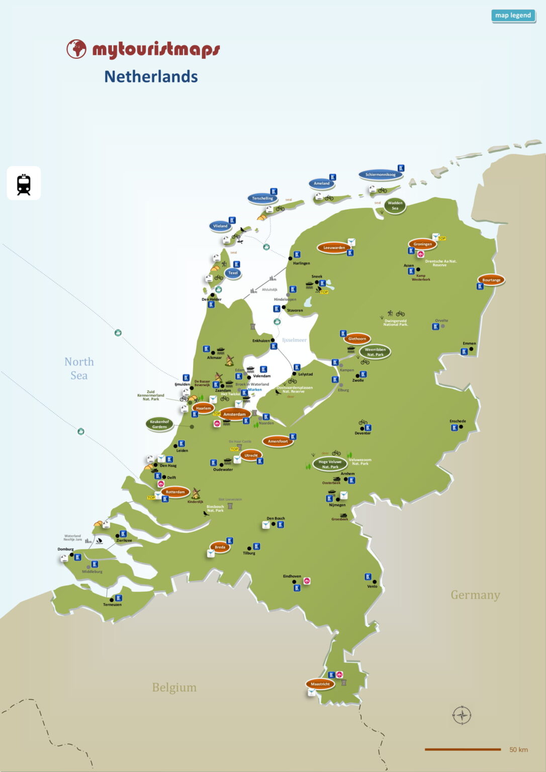 netherlands map with tourist attractions