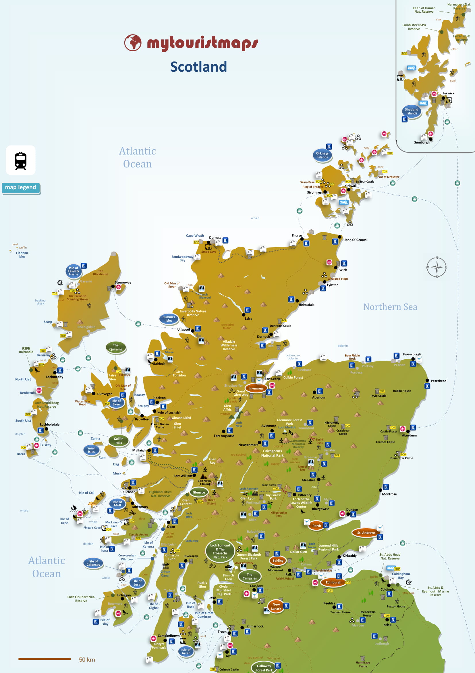 Interactive travel and tourist map of SCOTLAND