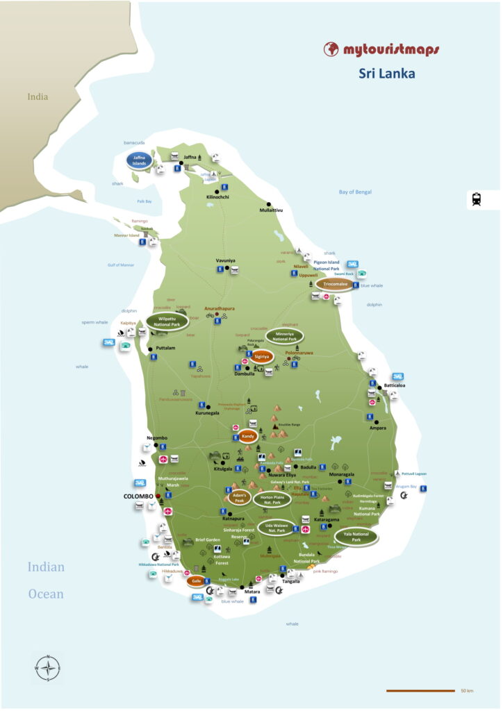 Mappa turistica dello Sri Lanka