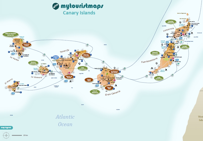 Interactive tourist map of Canary Islands