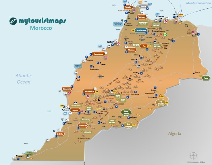 Mapa turístico de MARRUECOS - mytouristmaps.com