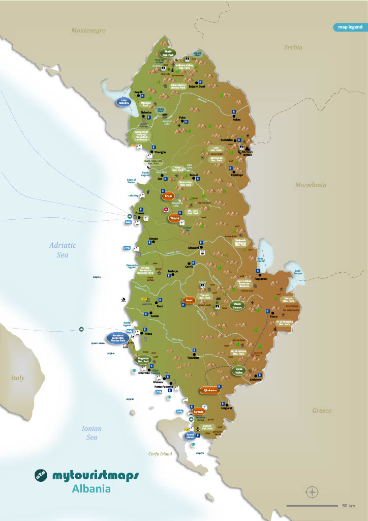 Mappa turistica dell'Albania