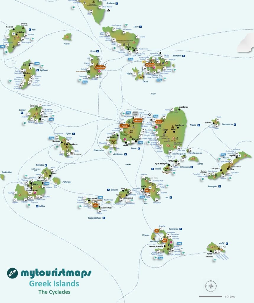 Tourist map of the Cyclades