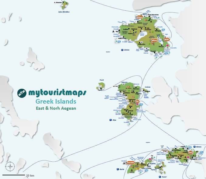 Tourist map of East and North Aegean