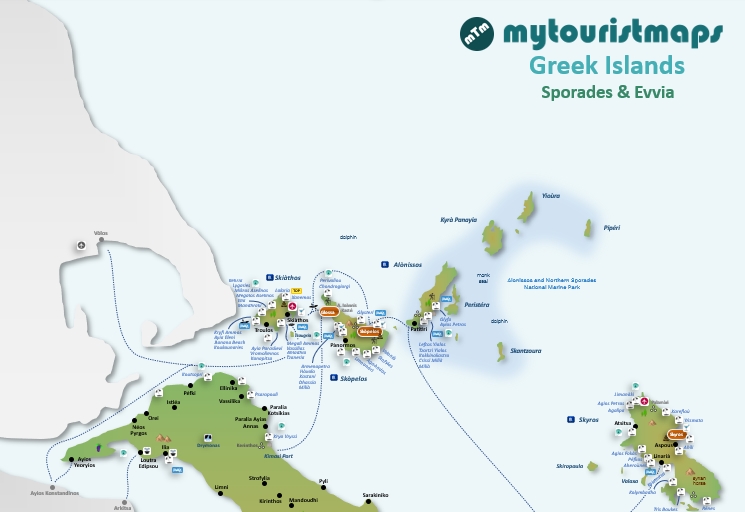 Tourist map of Sporades and Evia