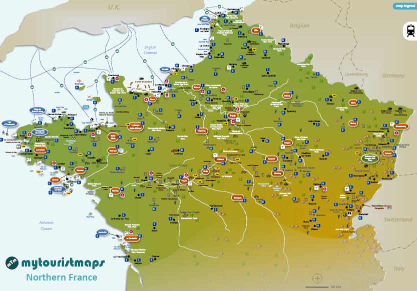Tourist map of Northern France