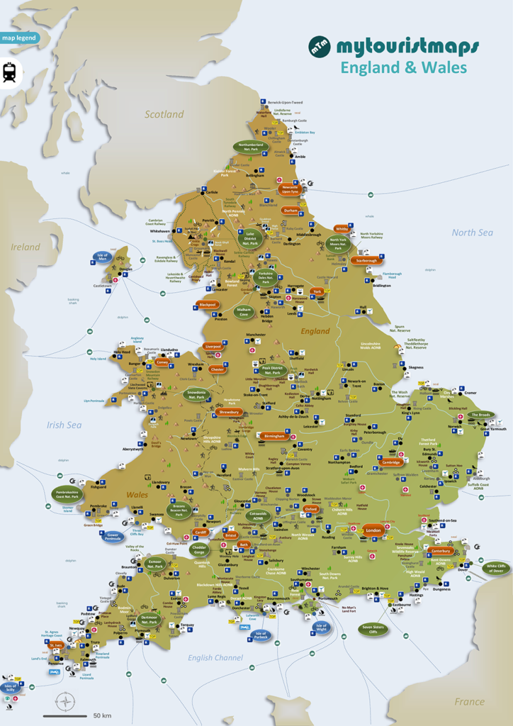 Mappa turistica di Inghilterra e Galles