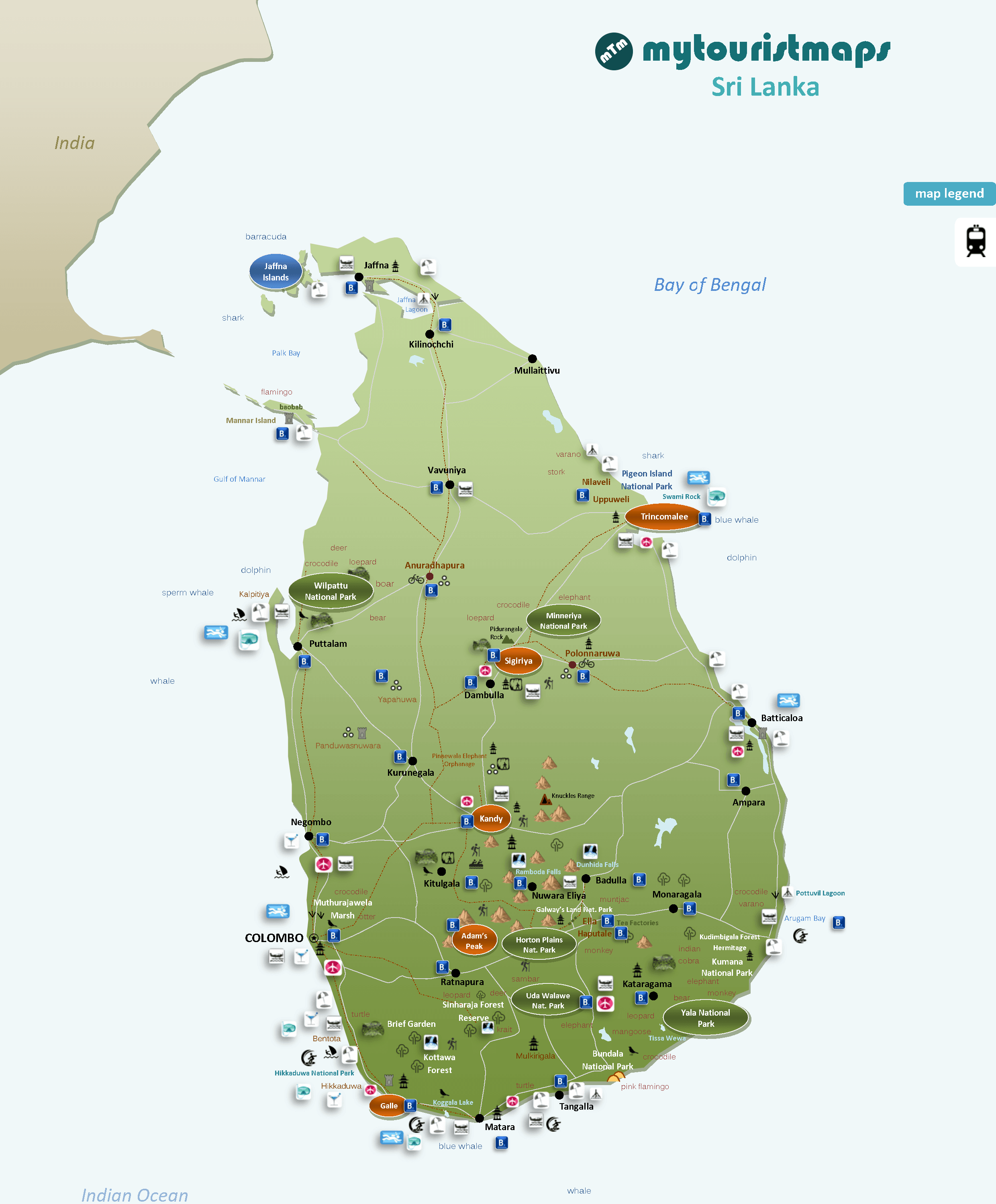 Mappa turistica dello Sri Lanka