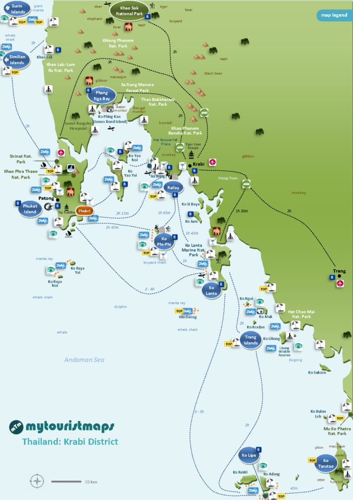Tourist map of Krabi Thailand