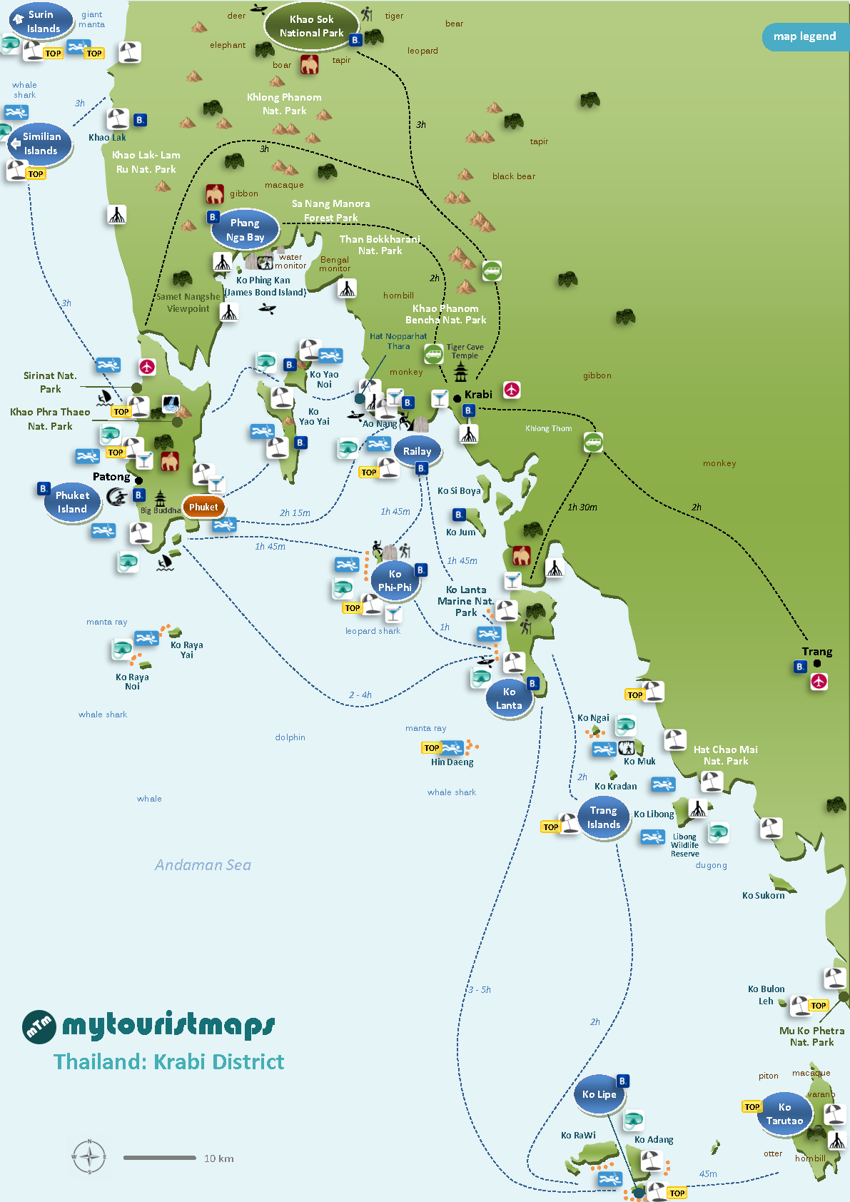 Mappa Turistica di Krabi - Thailandia