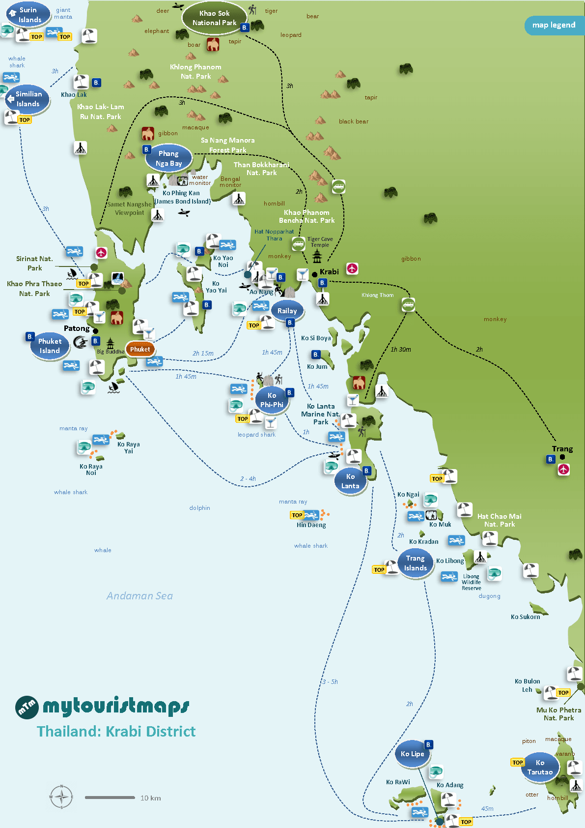 Carte Touristique De Krabi Thailande Mytouristmaps