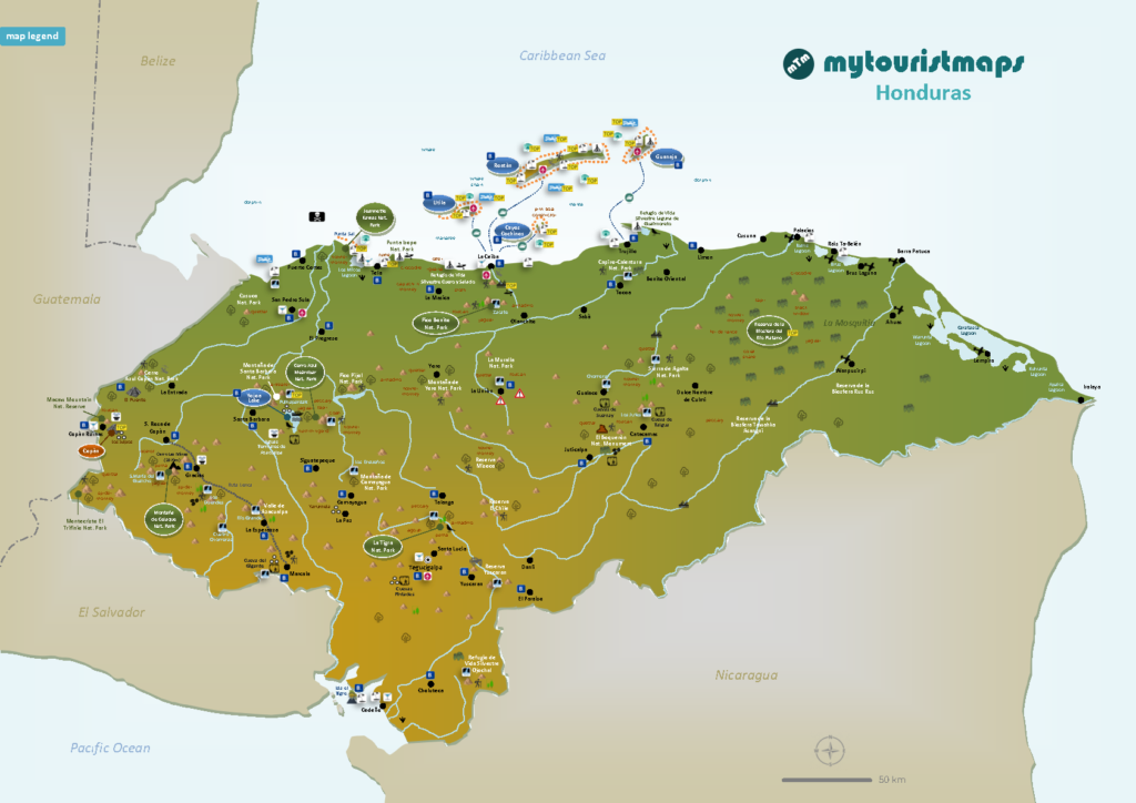 Tourist map of Honduras