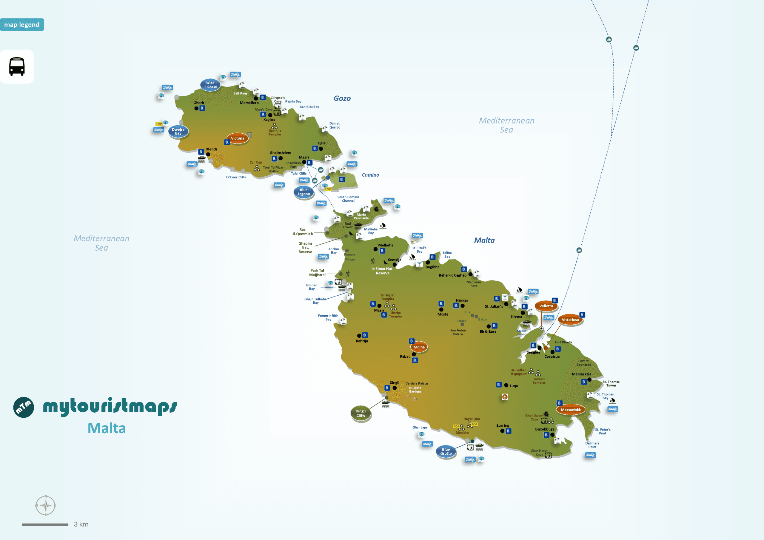 Mappa turistica di Malta