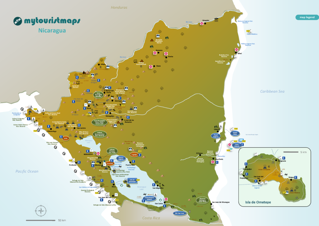 Tourist map of Nicaragua