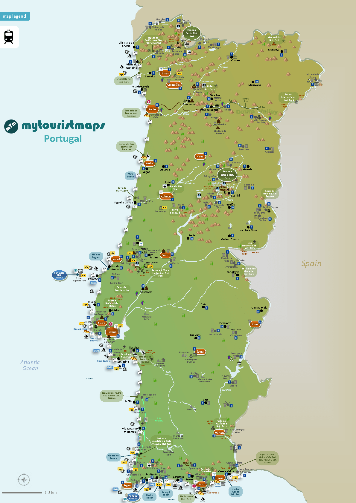 Mappa turistica del Portogallo