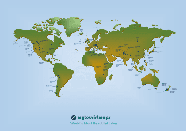 Pretty Water Map World's Most Beautiful Lakes | mytouristmaps.com