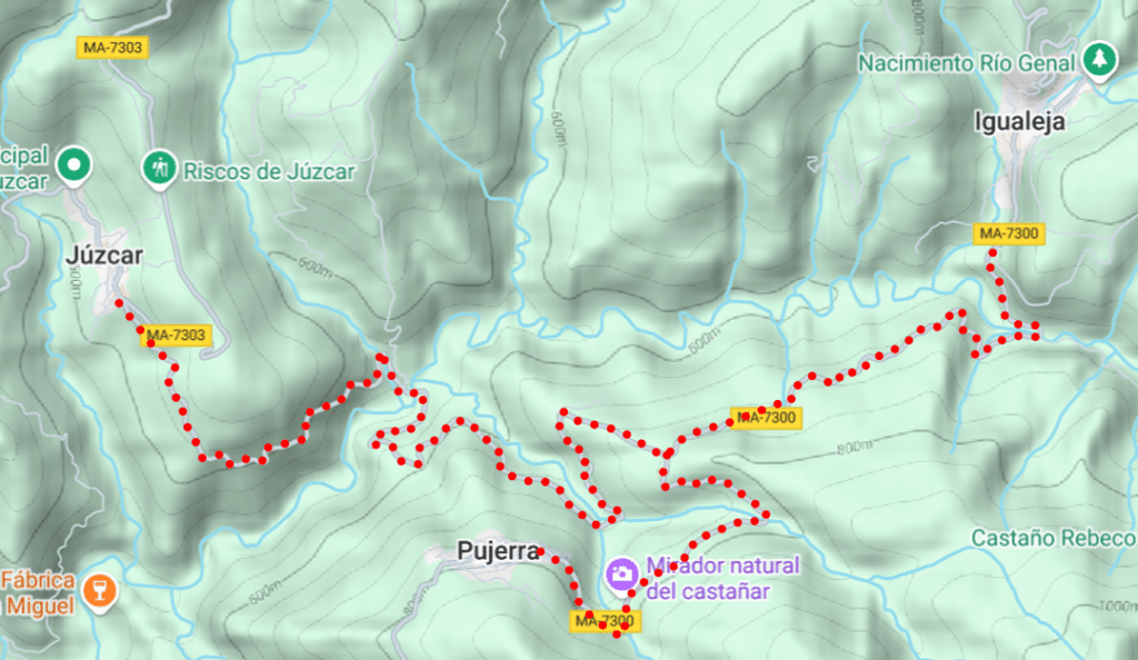 Genal Valley scenic route map