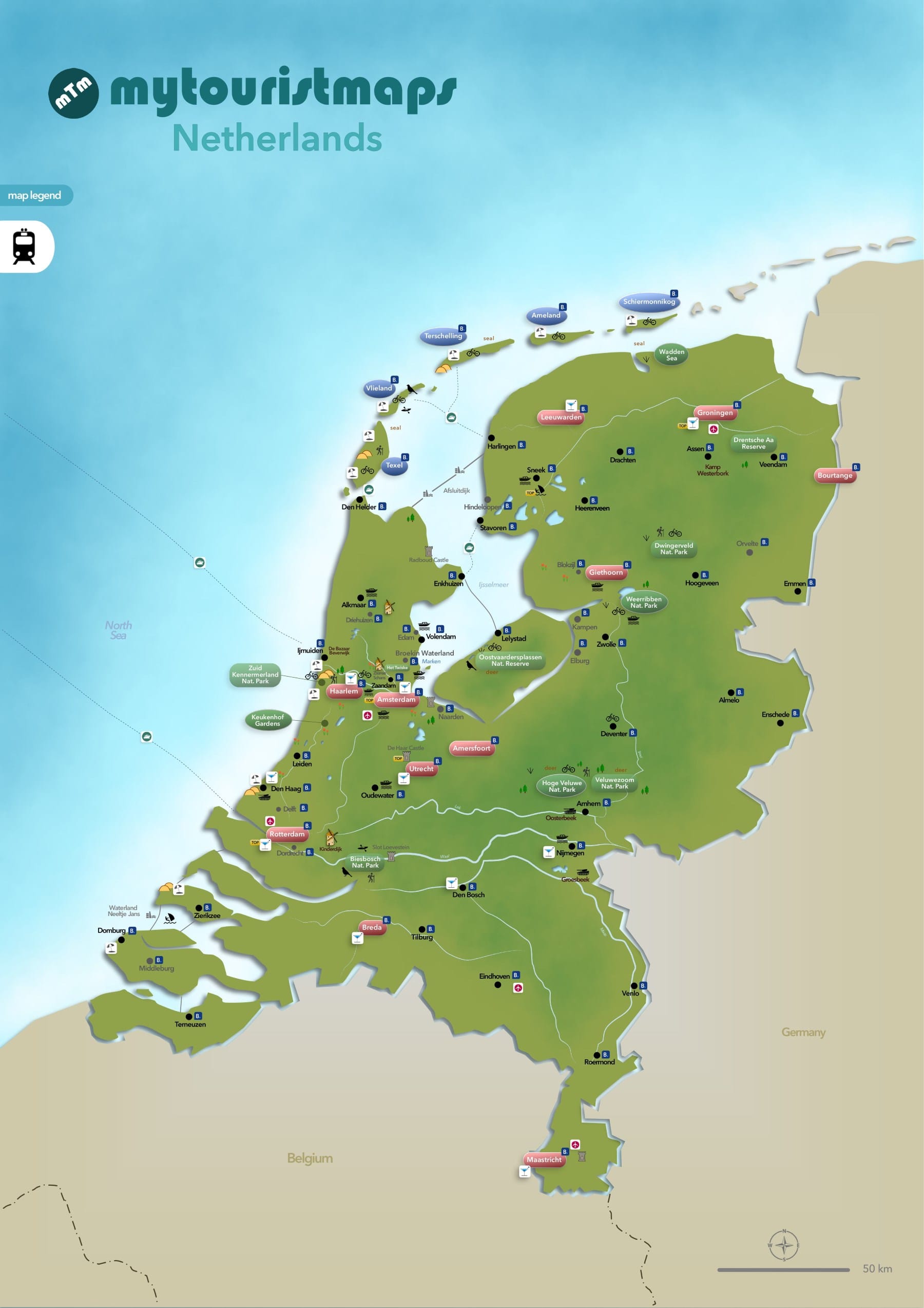 Mappa turistica dell'Olanda