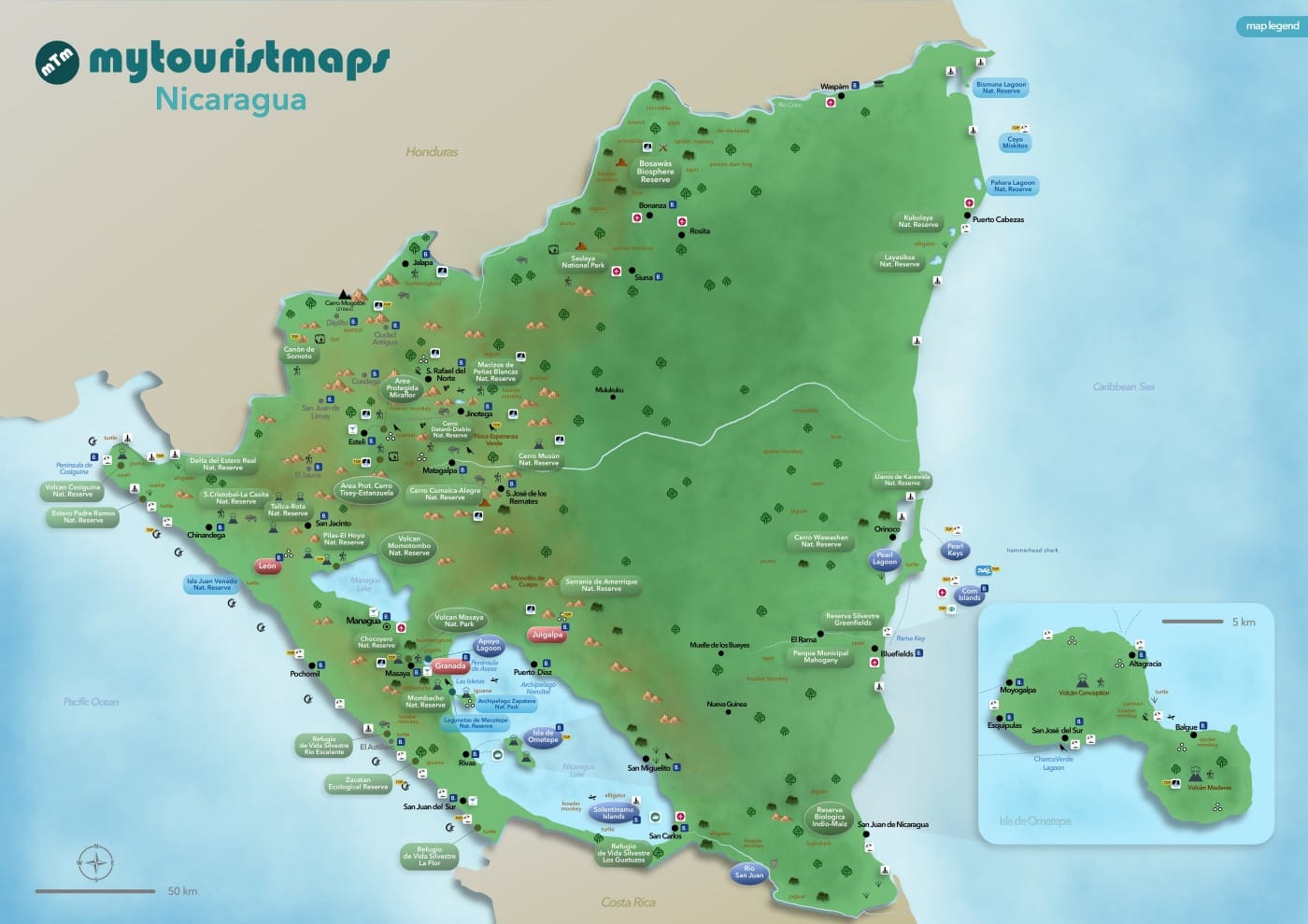 Mappa turistica del Nicaragua