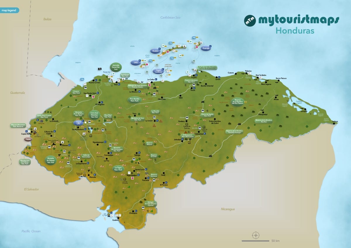 Mappa turistica dell'Honduras