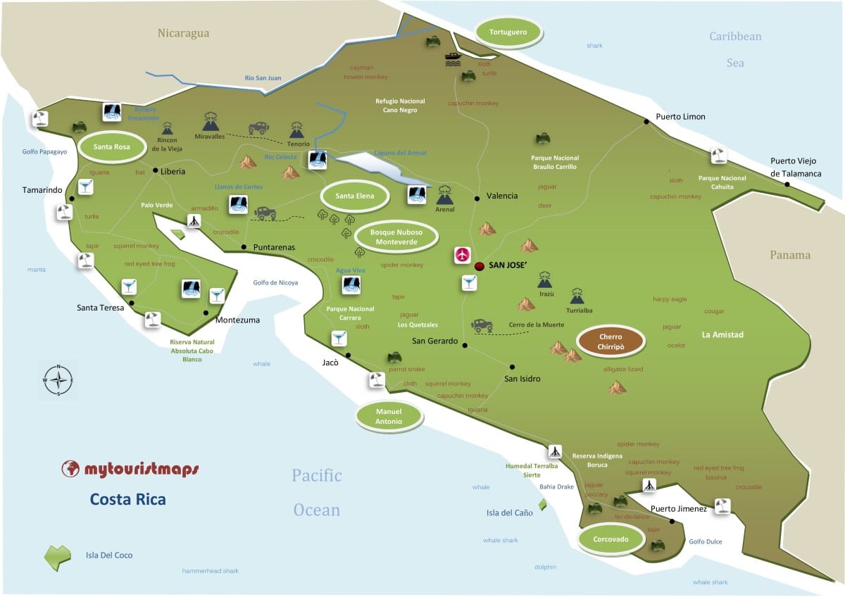 Mapa turístico de Costa Rica

