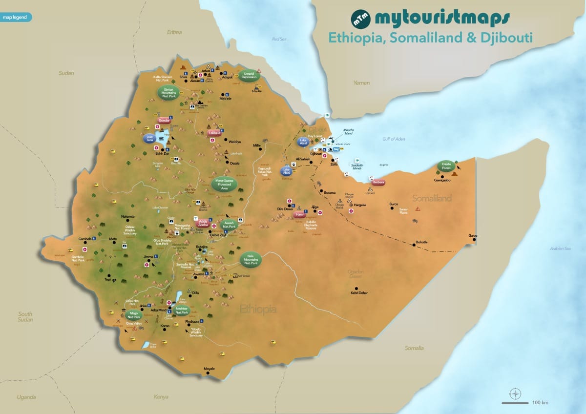 Interactive tourist map Ethiopioa-Djibouti-Somaliland